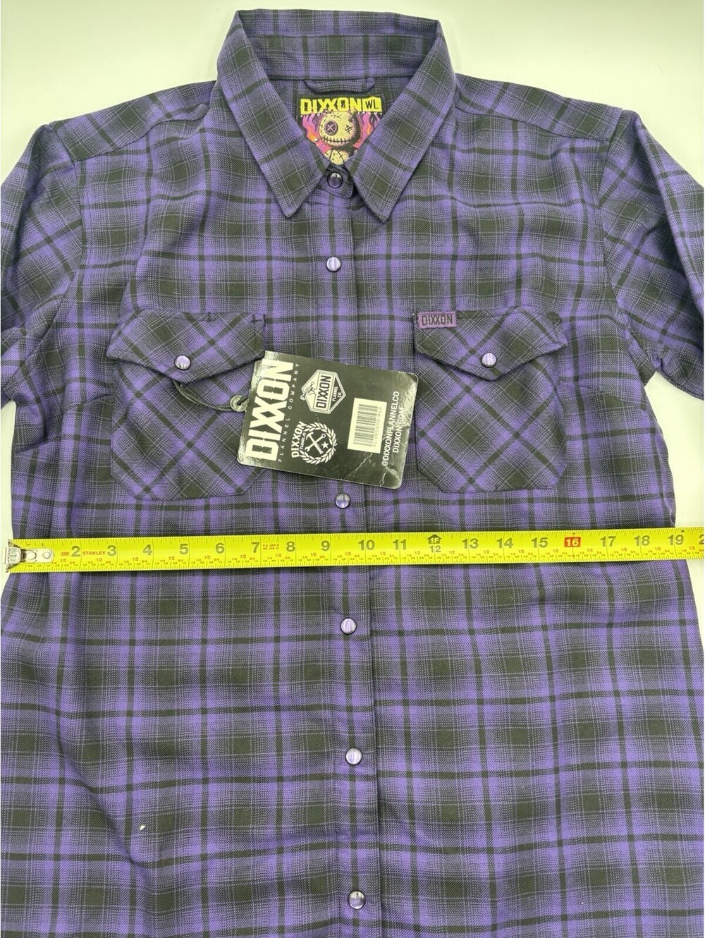 Dixxon Flannel Voodoo Women’s Large Purple and Black Plaid Patterned New! - Picture 7 of 9